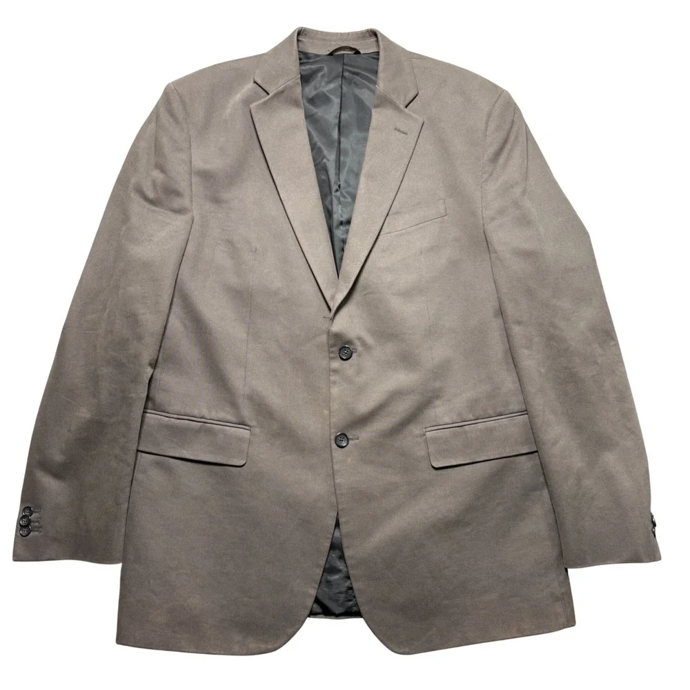 Banana Republic Mens Gray Cotton Twill 2-Button Blazer Sport Coat Jacket 46L